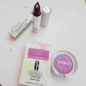 Clinique cheek pop and lipstick. Two full size makeups.